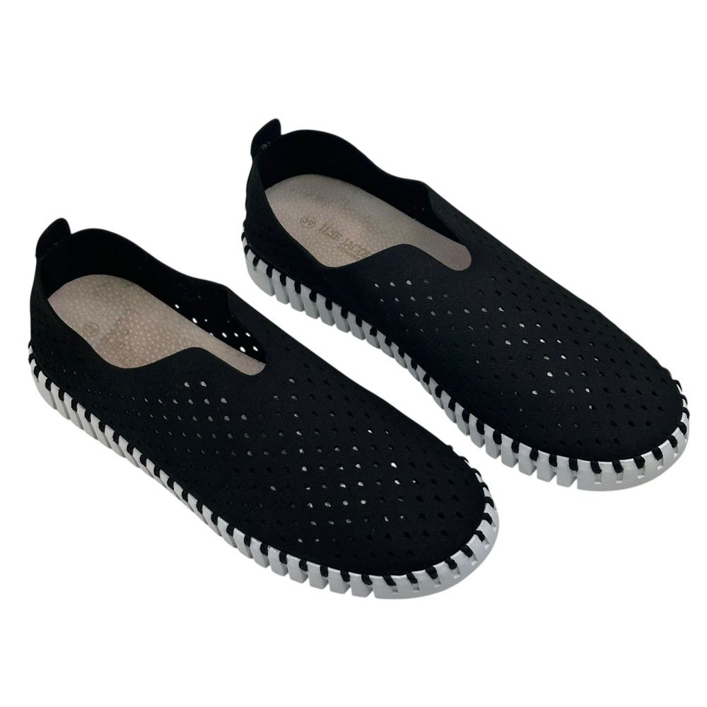 Ilse Jacobsen Hornbaek Tulip Slip On Sneaker Black Womens EU 39 US 8.5-9 New